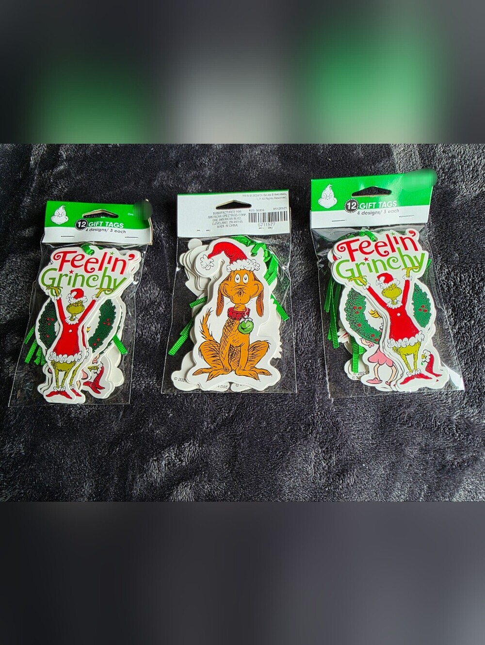 New Greetings Dr. Seuss The Grinch Gift Tags four different designs bundle of 3